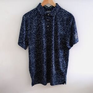 PGA TOUR | Men's Dark Navy Bird Print Short Sleeve Athletic Golf Polo